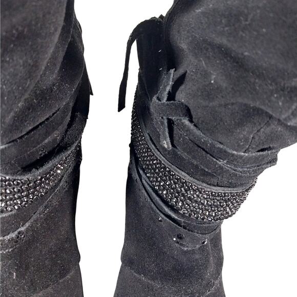 NAUGHTY MONKEY! BLACK GENUINE LEATHER WESTERN TRIPLE ANKLE WRAP BOOTS! SZ 7.5M - Picture 9 of 10